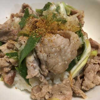 ネギと豚のポン酢丼